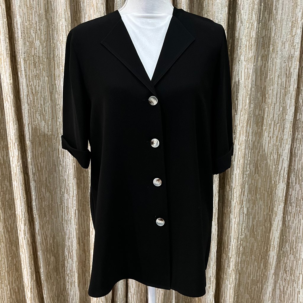 Nwt Lafayette 148 New York Black Short Sleeved Top